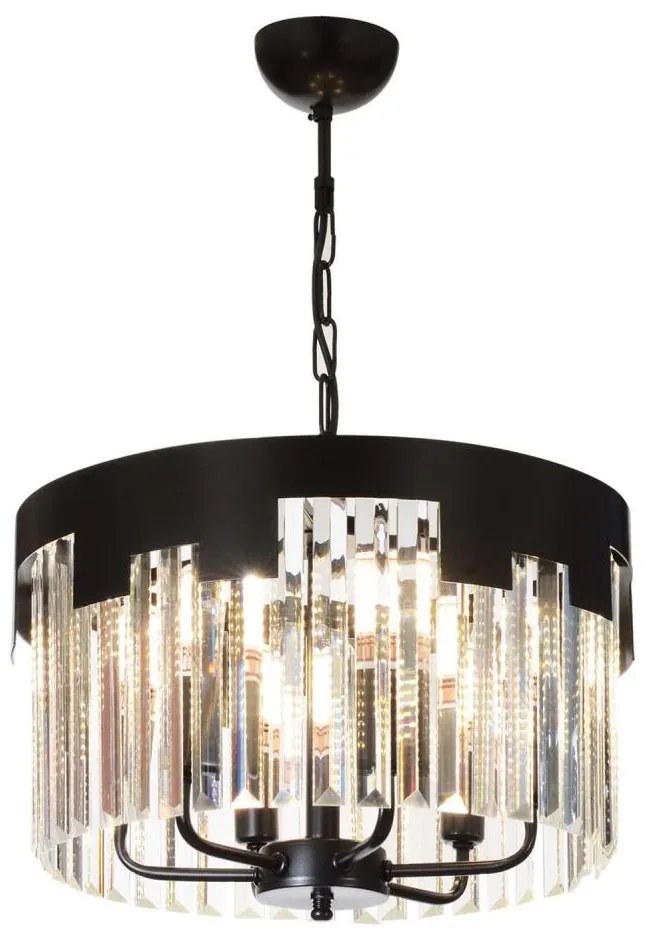 Luster na reťazi CRYSTALLINE 6xE27/40W/230V čierna