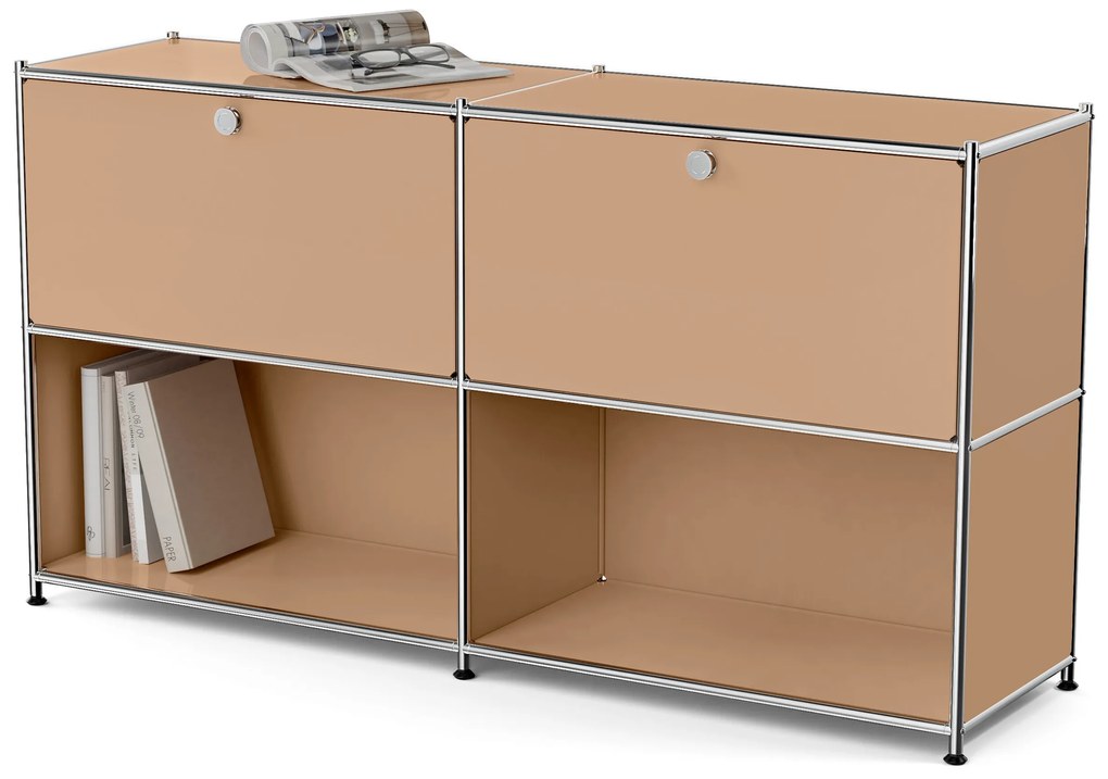 Kovový regál »CN3« s 2 výklopnými priehradkami, karamelová