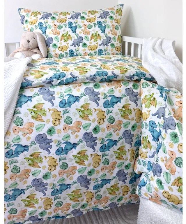 INTERMEDIC SK Obliečka do postieľky Dino 100x135/40x60 cm – 100 % bavlna, zapínanie na zips