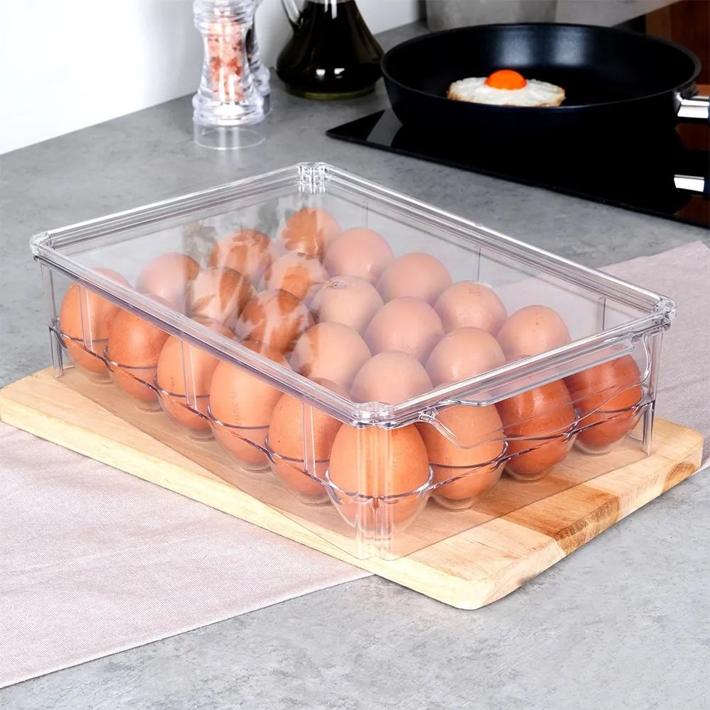 VILDE Úložný box na vajíčka, organizér na 24ks vajec, akryl transparentný