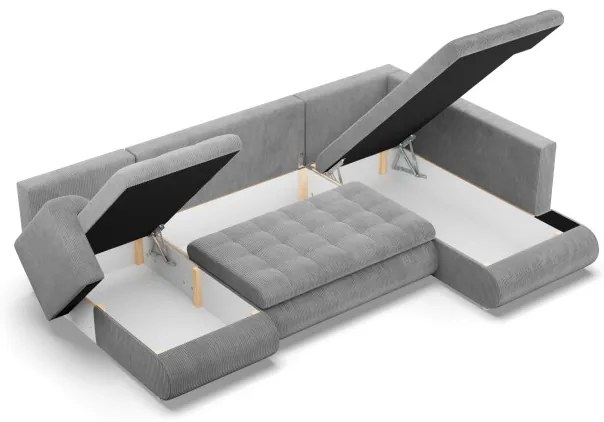 Sedacia súprava FORESTA Poso v tvare U, pravá svetlosivá