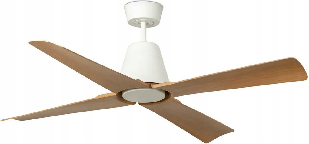 Stropný ventilátor Faro Typhoon M DC IP44 biela/drevo, 6 rýchlostí, diaľkové
