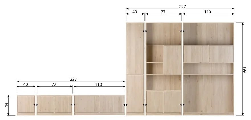 Modulárna skrinka v dekore duba v prírodnej farbe 40x199 cm Modulair – vtwonen