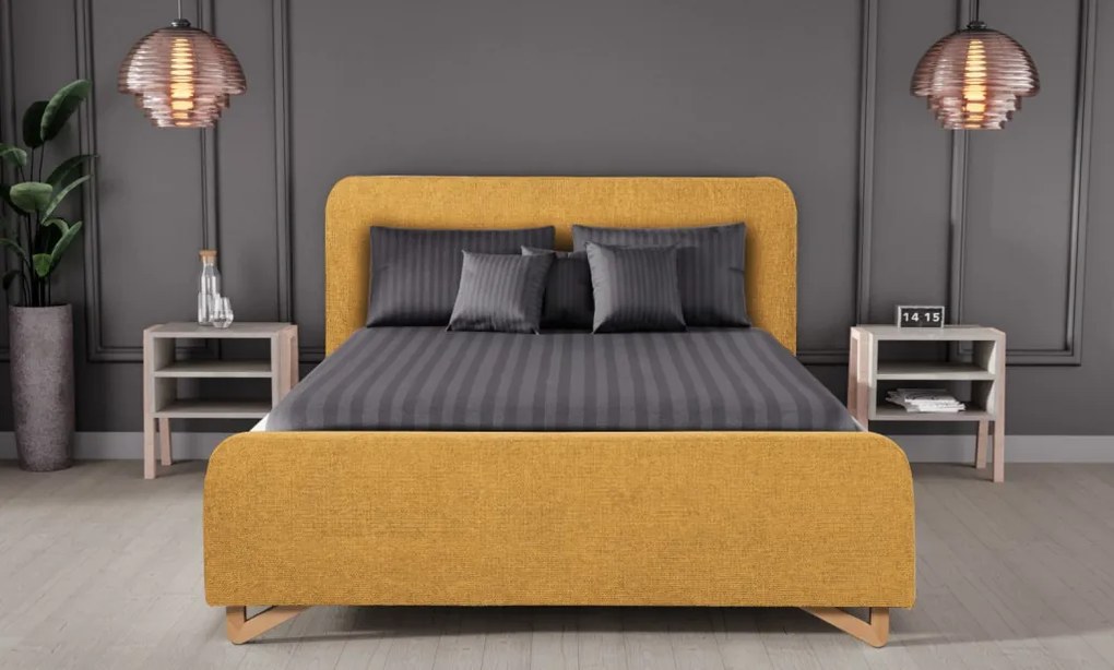 Posteľ Flamingo 180x200 cm, žltá štruktúrovaná tkanina