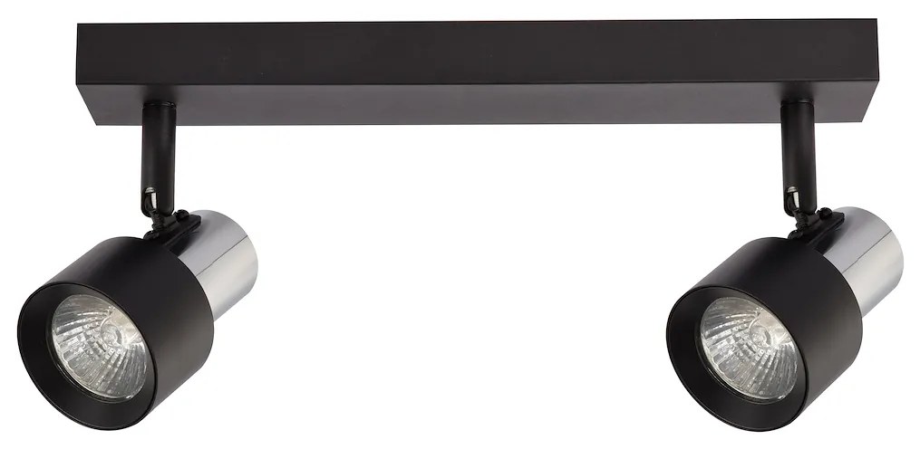 Bodové svietidlo Cino, 2x čierne/chrómové kovové tienidlo, b