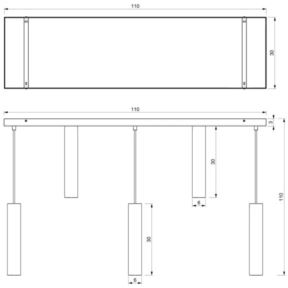Luster na lanku RAITO 8xGU10/8W/230V čierna
