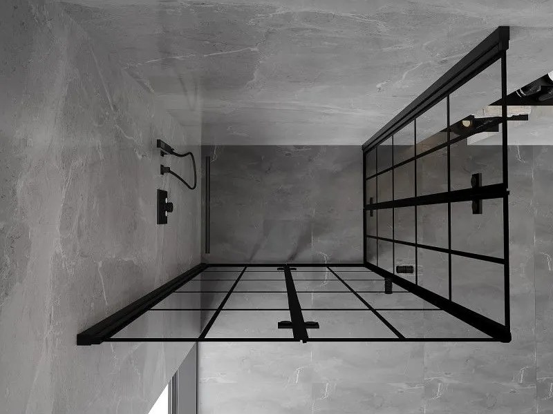 Mexen Mist-F Duo, skladací sprchový kút 110 x 90 cm, číre sklo-čierna mriežka, 8A6-110L-090P-70-77