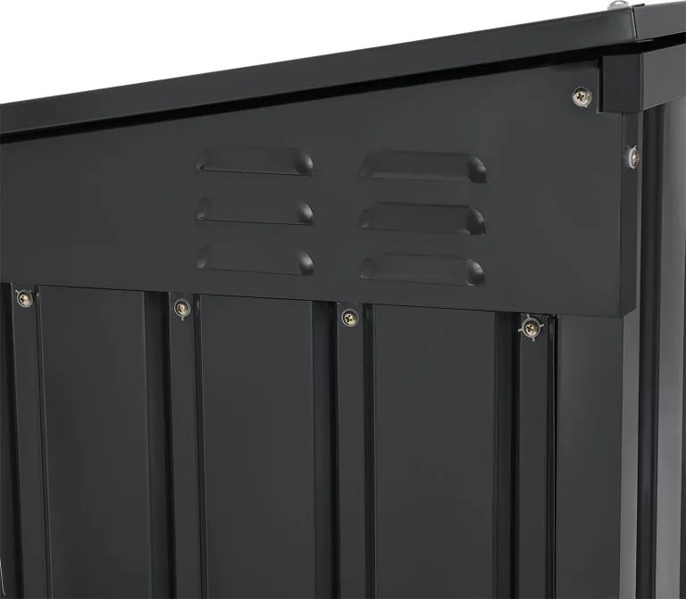 Kovový prístrešok, 3 popolnice, výklopné veko, 200×105×128cm