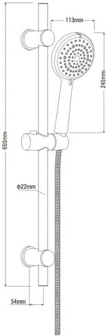 Deante Neo Boro, sprchový stĺp 65cm s držiakom ručnej sprchy a 6-funkčnou ručnou hlavicou, chrómová, NER_051K