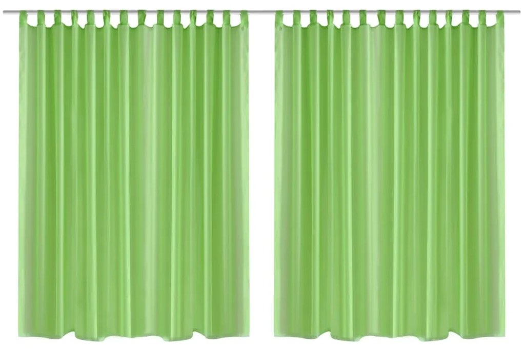 vidaXL Záclona z priesvitnej látky, 2 ks, 290 x 245 cm, zelená