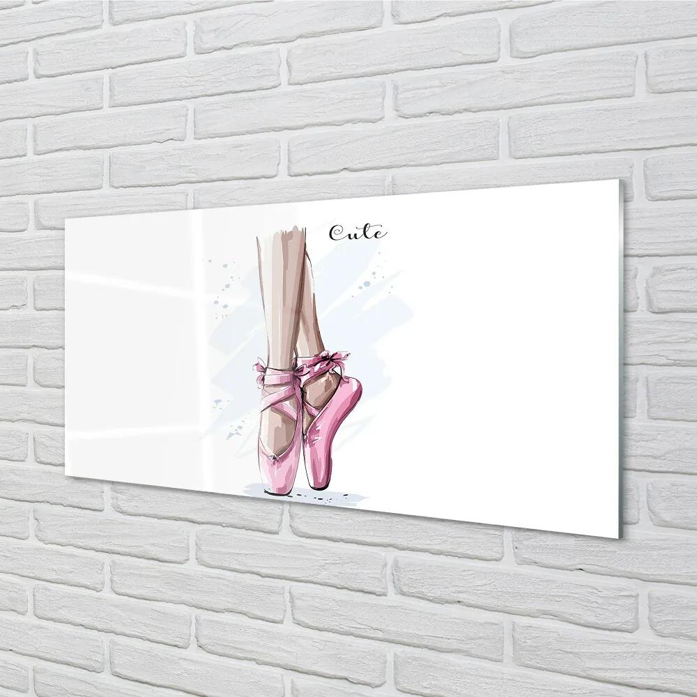 Sklenený obraz ružové baletné topánky 120x60 cm