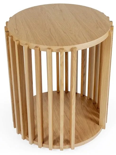 Odkladací stolík z dubového dreva Woodman Drum, ø 53 cm
