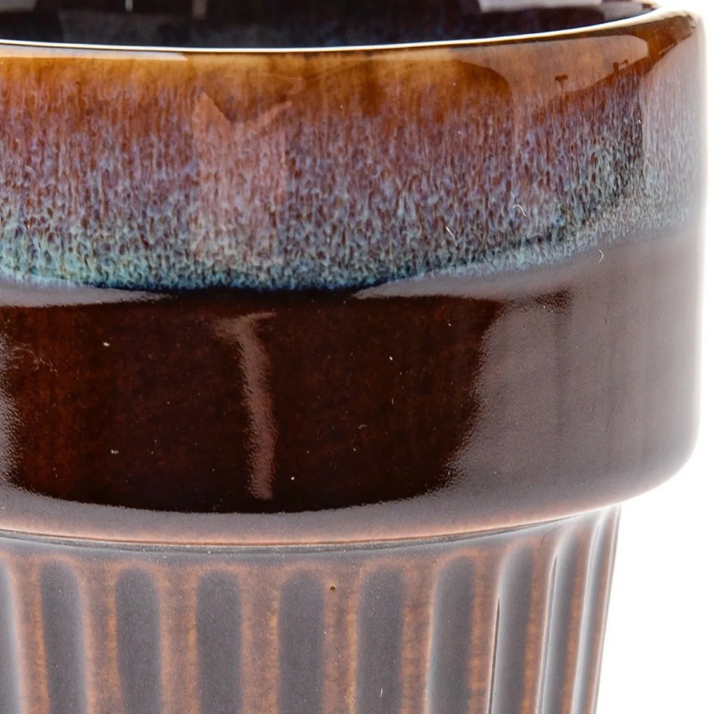 Súprava 4 keramických hrnčekov Rustik 100 ml, tmavohnedá