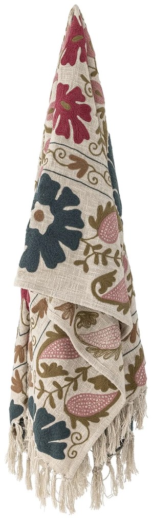 Bloomingville Bavlnený prehoz s výšivkou Ceva Rose 130 x 150 cm