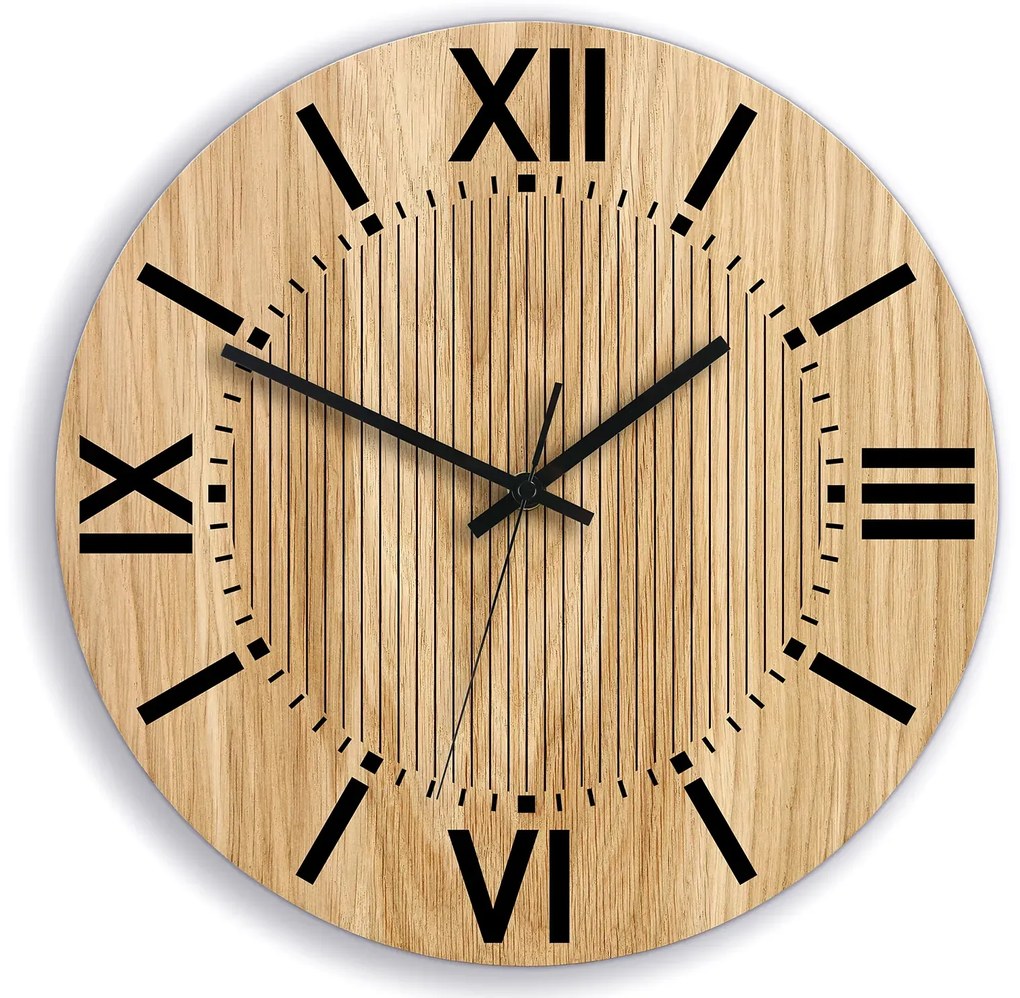 Drevené nástenné hodiny Santiago 33 cm dub prírodný/čierny