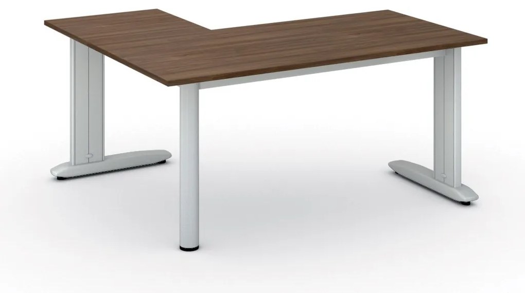 Rohový kancelársky písací stôl PRIMO FLEXIBLE, 160x140 cm, orech