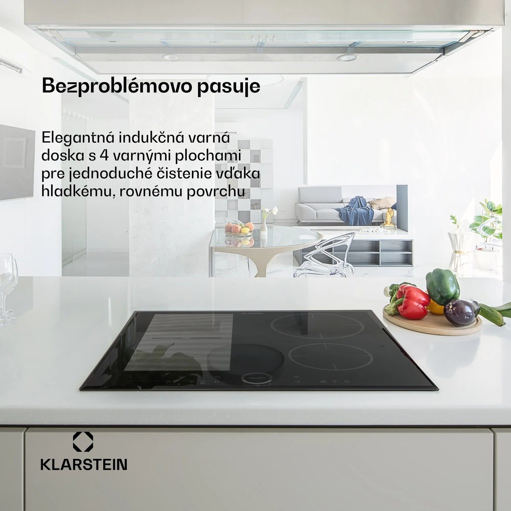 Klarstein Delicatessa 60 Hybrid, vstavaná indukčná varná doska, 7000 W, 4 zóny, čierna