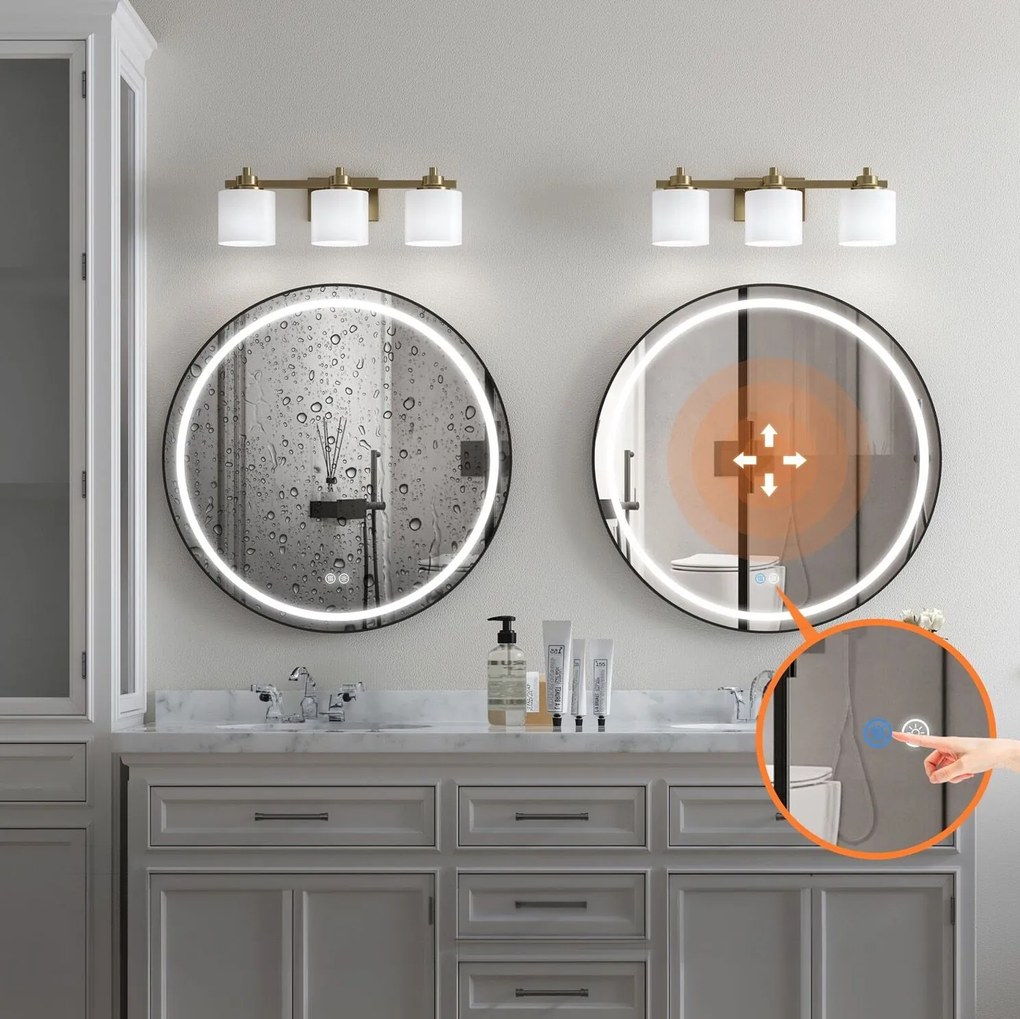 Rea Rea, LED zrkadlo 50cm s čiernym rámom MMJ P11394, HOM-05511