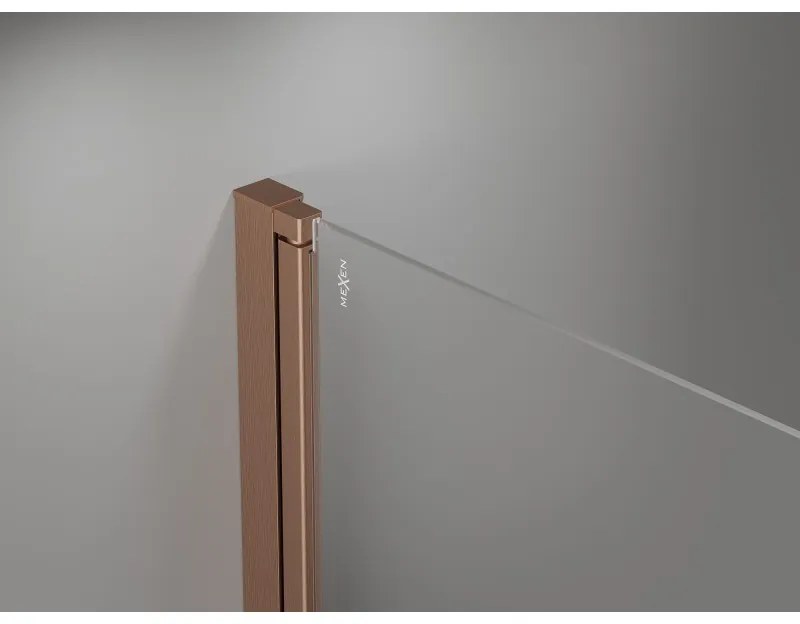 Mexen Mist-F Duo, skladací sprchový kút 100 x 110 cm, číre sklo, medený matný profil, 8A6-100L-110P-65-00