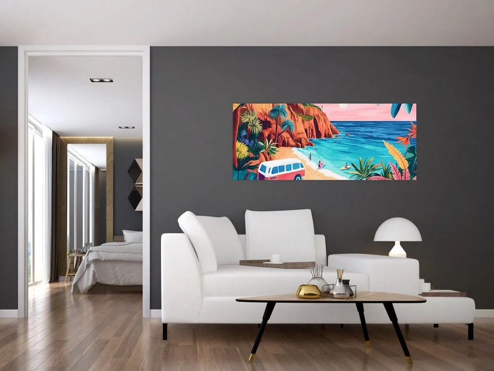 Obraz - Karavan pri oceáne (120x50 cm)