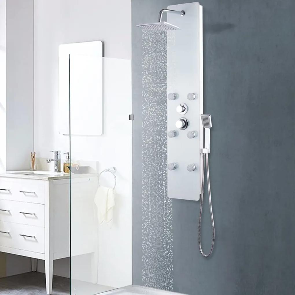 Sprchový panel, sklo 25x44,6x130 cm, biely 142992