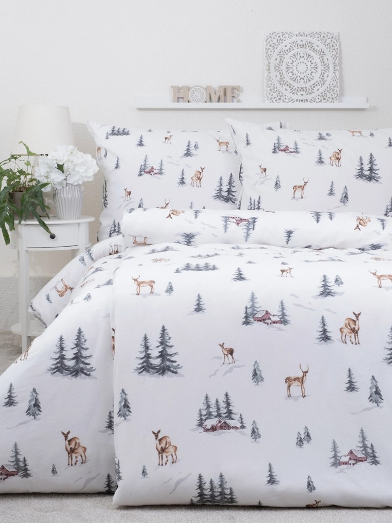 Predĺžené flanelové obliečky - Zimný les