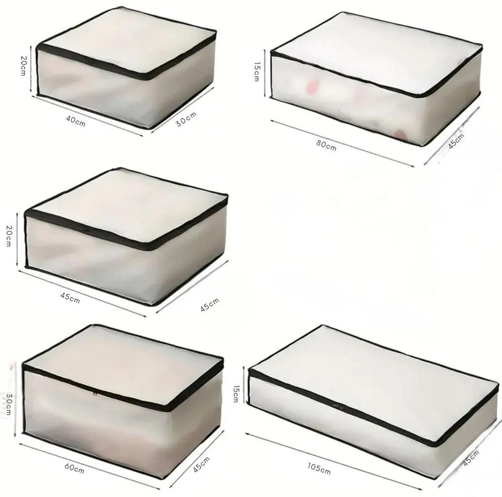 Arte Regal Textilný úložný box na uschovanie oblečenia a posteľnej bielizne, WHITE KIPIT, 60x45x30, biely