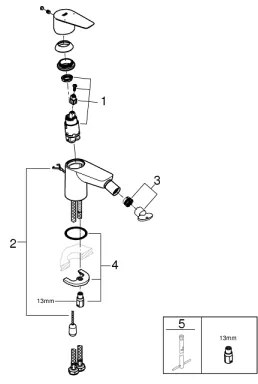 GROHE 23332001 - Bidetová batéria BAUEDGE veľkosť S lesklý chróm