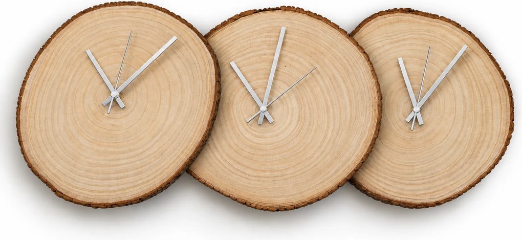 Nástenné hodiny z plátu dreva s letokruhmi a kôrou | KOR: Farba čierna RAL 9005 26-29 cm 4801-115419 KOR001-26-29-BLACK