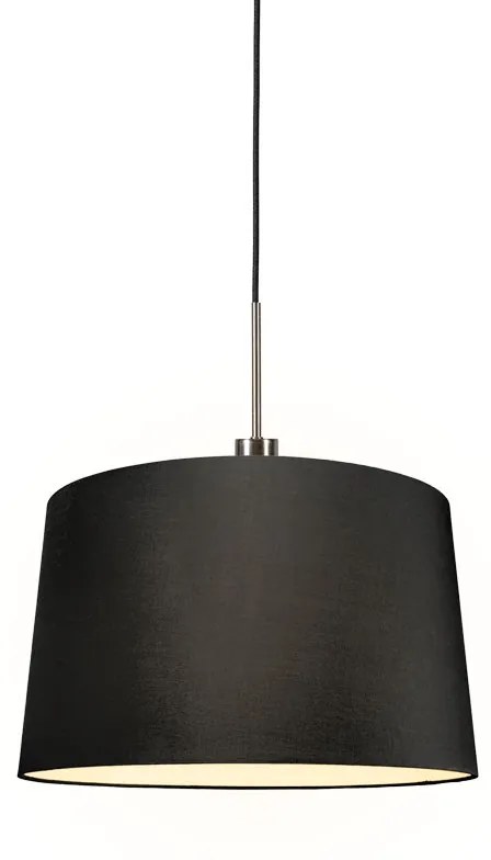 Moderné závesné svietidlo oceľ s tienidlom 45 cm čierne - Combi 1
