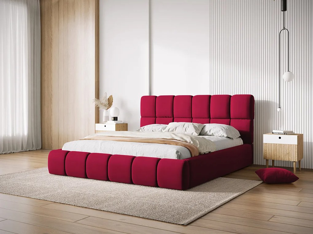 Micadoni Bellis moderná posteľ - Tmavomodrá, Bouclé, 200 cm