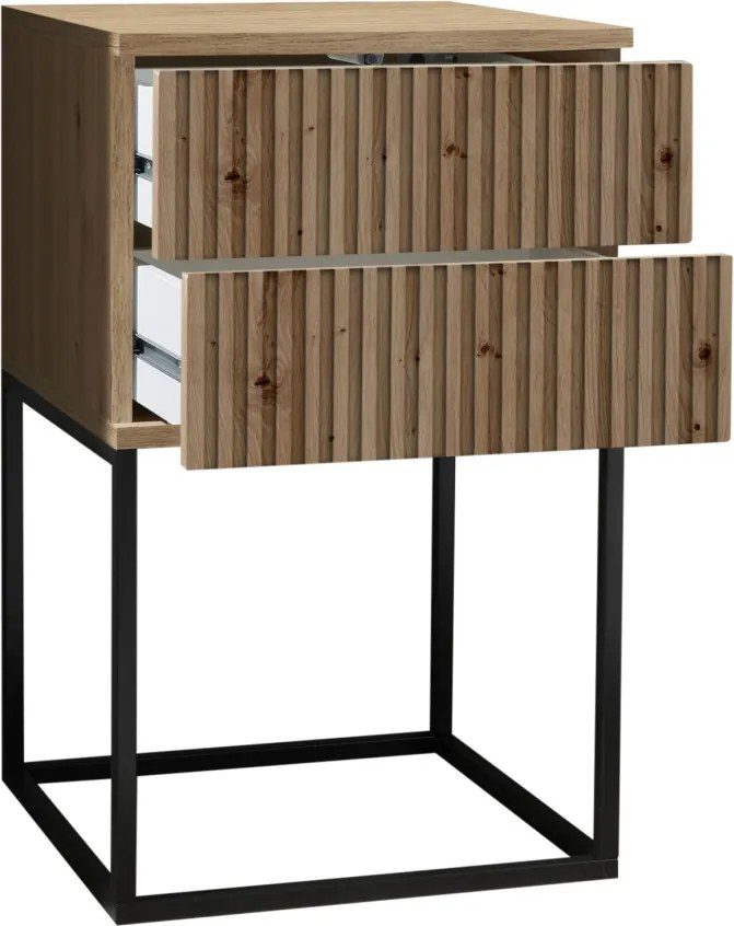 Nočný stolík s 2 zásuvkami Marle, dub artisan