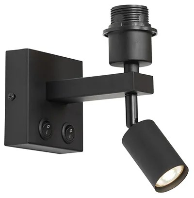 Moderná nástenná lampa čierna so svetlom na čítanie - Brescia