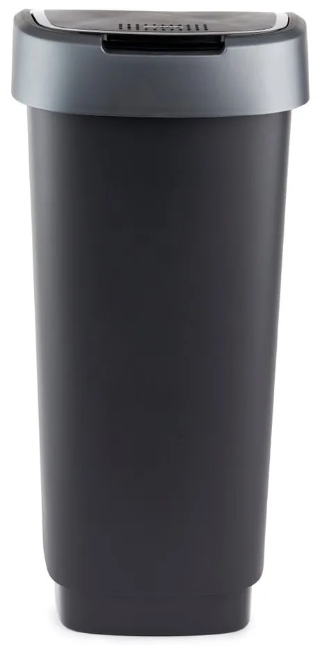 Odpadkový kôš z recyklovaného plastu v strieborno-čiernej farbe 25 l Twist - Rotho