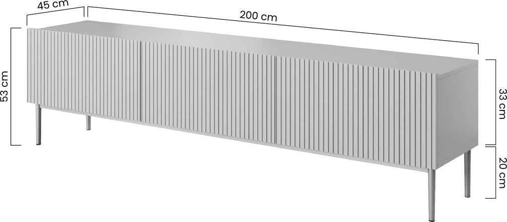 TV skrinka Nicole 200 cm - čierny mat / zlatá