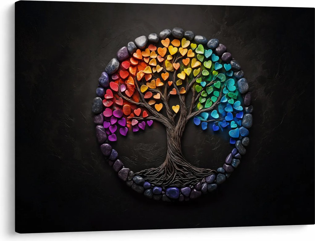Obraz – Strom plný farebných sŕdc (70x50 cm)