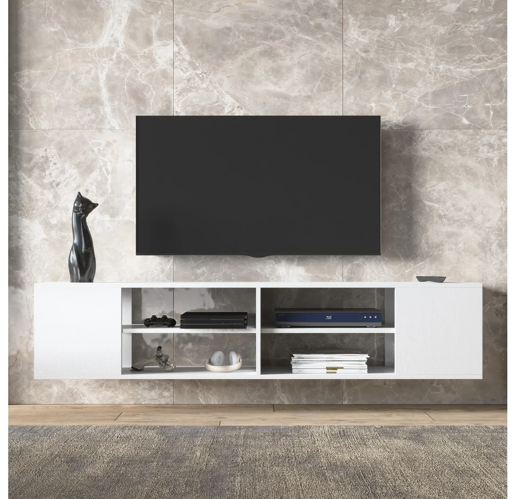 TV stolík/skrinka Franc 4 (biela). Vlastná spoľahlivá doprava až k Vám domov. 1107872