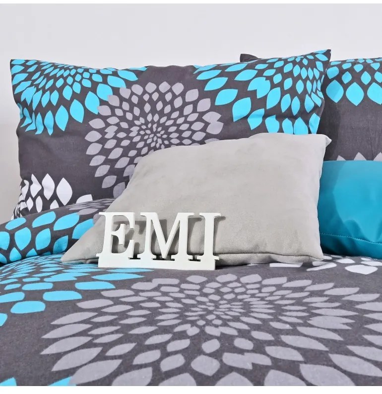 Obliečky bavlnené Denver sivo-modré EMI, Obliečka na vankúš valec veľký