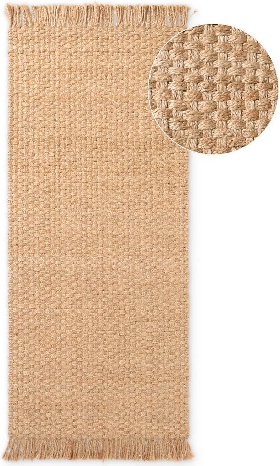 Obojstranný/ručne tkaný jutový behúň v prírodnej farbe 80x300 cm Fjord – Hanse Home