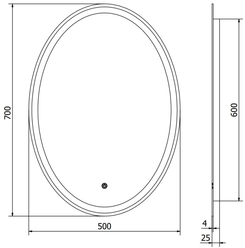 Mexen Elz, LED kúpeľňové zrkadlo s podsvietením 50 x 70 cm, 6000K, ochrana proti zahmlievaniu, 9802-050-070-611-00