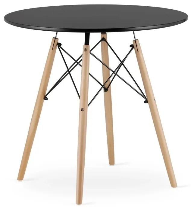 Jedálenský stôl 80 cm čierny s hnedými nohami