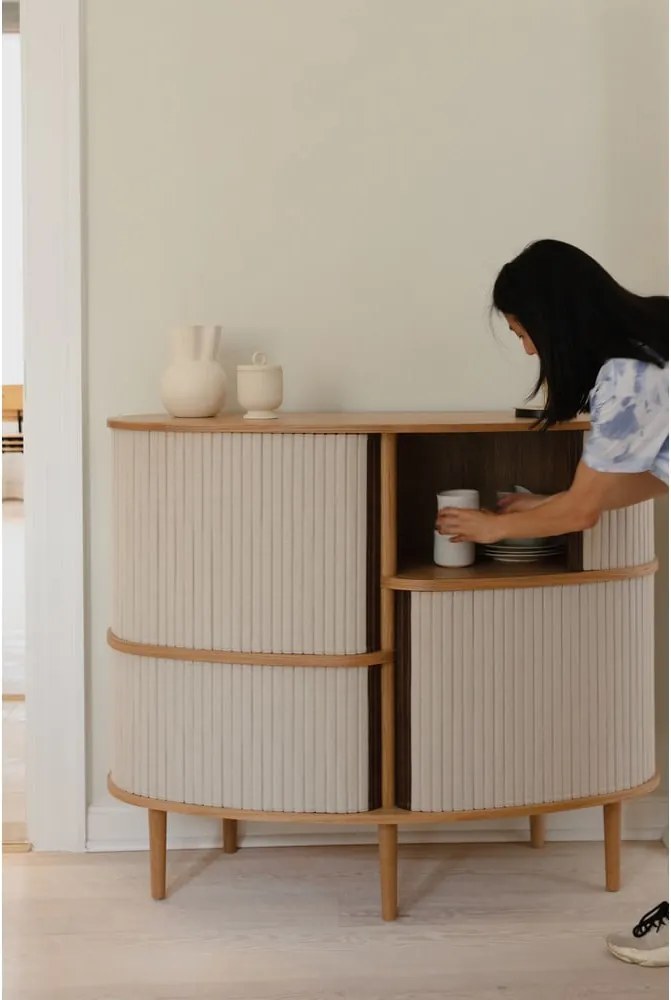 Skrinka v dekore duba s posuvnými dverami v béžovo-prírodnej farbe 120x100x50 cm Audacious – UMAGE