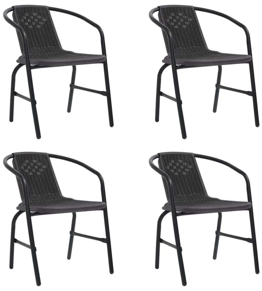 Záhradné stoličky 4 ks plastový ratan a oceľ 110 kg
