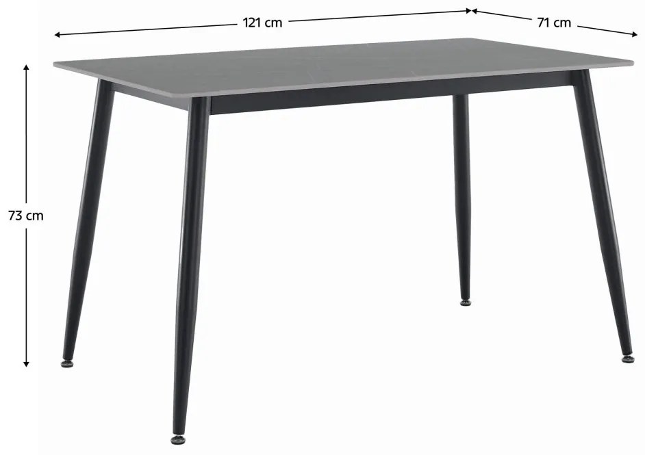 Tempo Kondela Jedálenský stôl, sivý mramor/čierna, 121x71 cm, FLORENC TYP 1