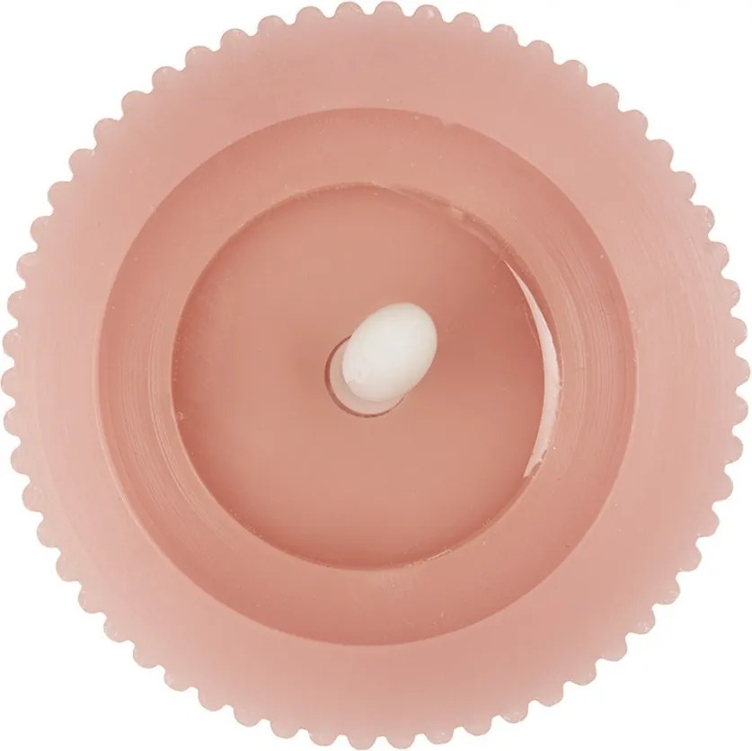Ružová valcová sviečka s vrúbkovaním Led Candle - Ø 8*13 cm / 2*AA