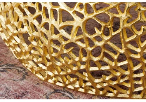 Konferenčný stôl Leaf 43228 Ø75cm Aluminium Gold + Drevo Acacia - Komfort-nábytok