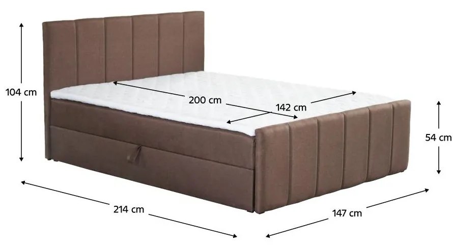 Tempo Kondela Boxspringová posteľ, 140x200, hnedá, STAR