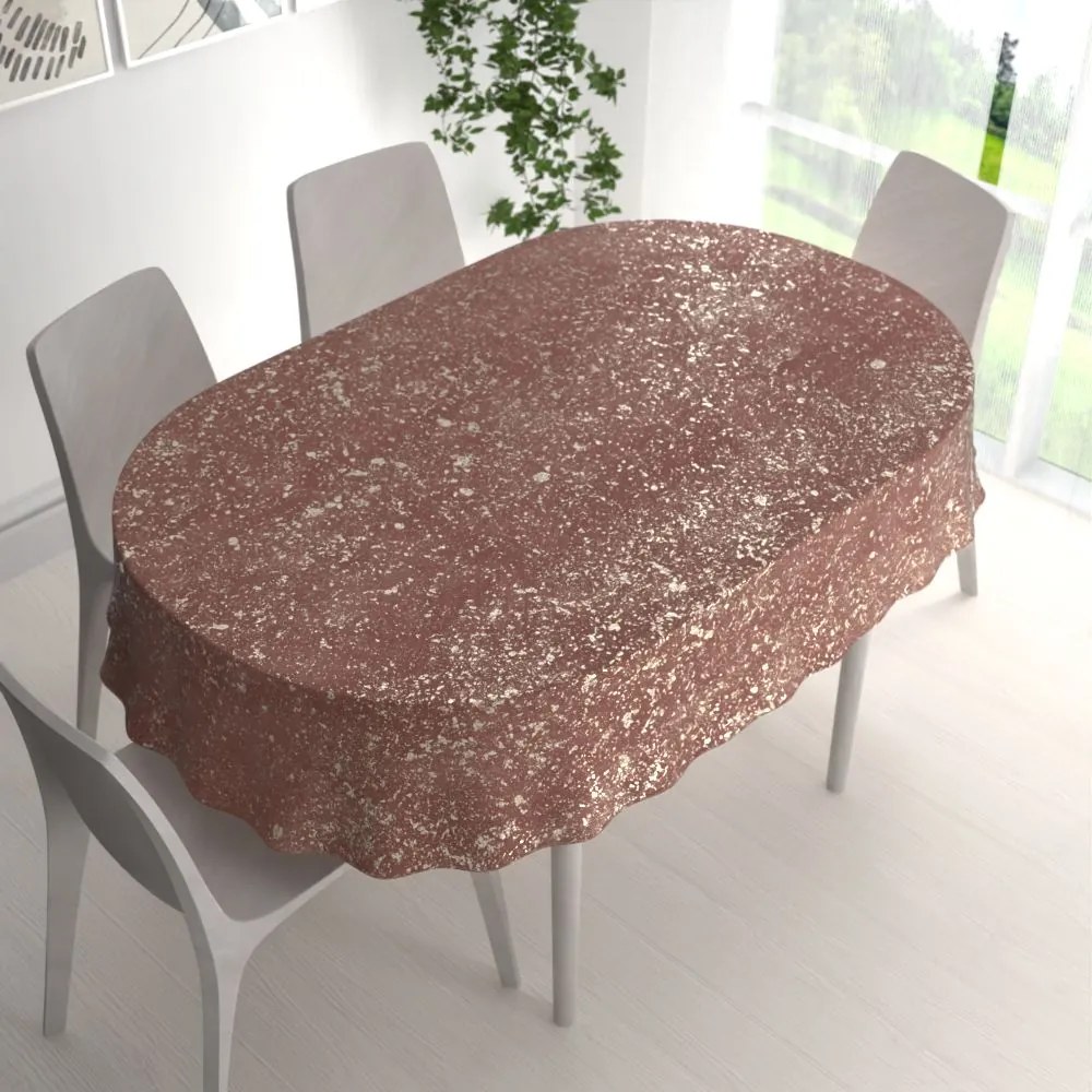 Biante Zamatový oválny obrus Isabela IBL-013 Gold Design staroružový 60x100 cm