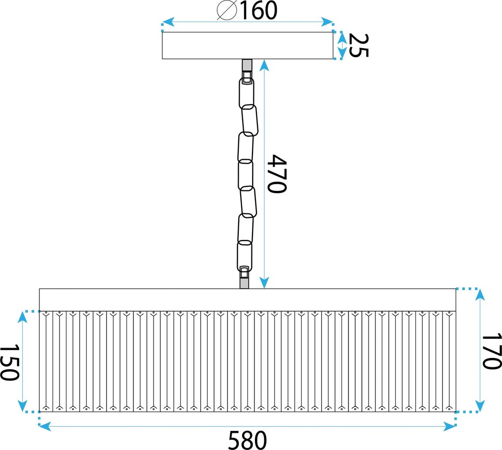 Toolight Toolight, stropné svietidlo 60cm, APP1532-8CP, chrómová, OSW-05169