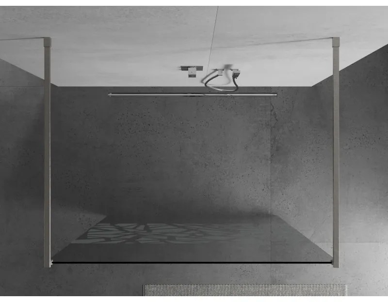 Mexen Kioto, sprchová zástena Walk-In 110 x 200 cm, 8mm číre sklo biely vzor, brúsená oceľ profil, 800-110-002-97-85